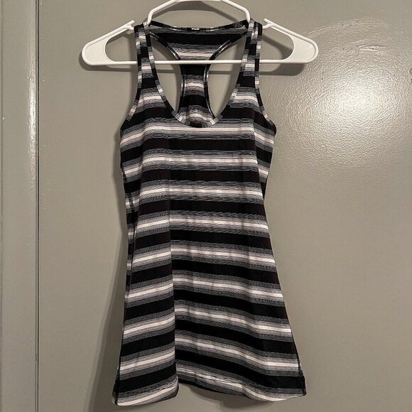 Lululemon Women's Cool Racerback Capilano Stripe Black & White Stretch - Picture 1 of 5